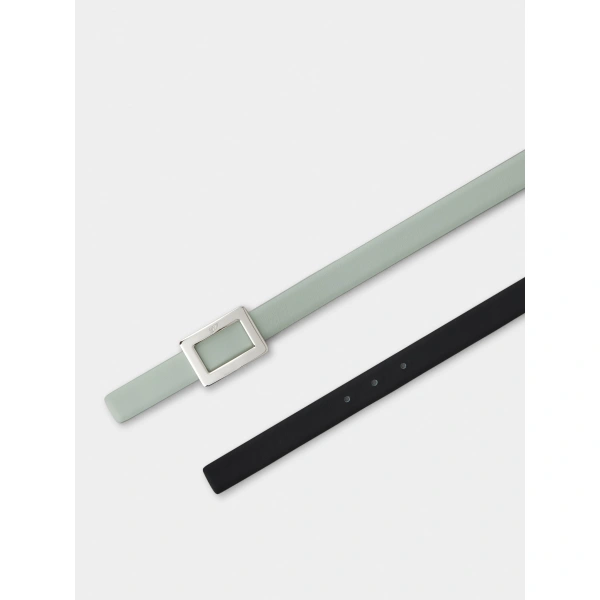 Roger Vivier Belle Vivier Belt in Green Leather, view 4 | Belts