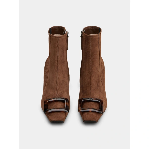 Roger Vivier Belle Vivier Chelsea Boots in Brown Suede, view 2 | Ankle Boots