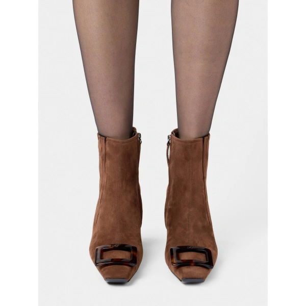 Roger Vivier Belle Vivier Chelsea Boots in Brown Suede, view 6 | Ankle Boots