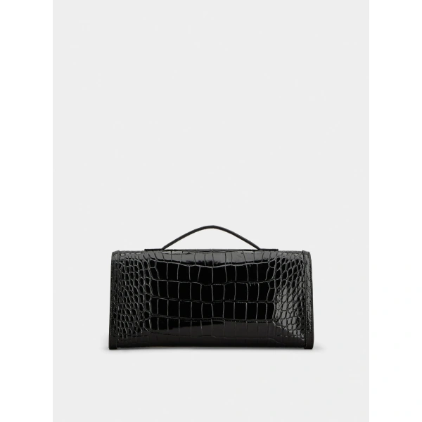 Roger Vivier Belle Vivier Clutch in Black Leather, view 5 | Clutch Bags