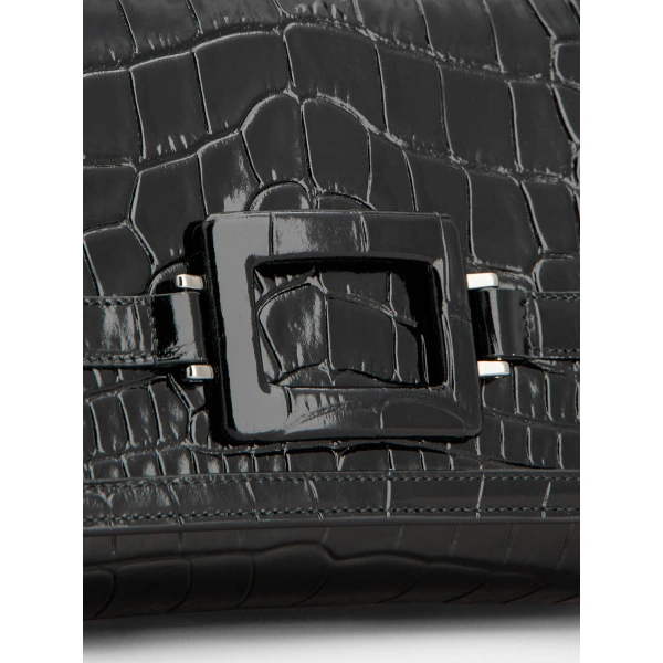 Roger Vivier Belle Vivier Clutch in Black Leather, view 6 | Clutch Bags