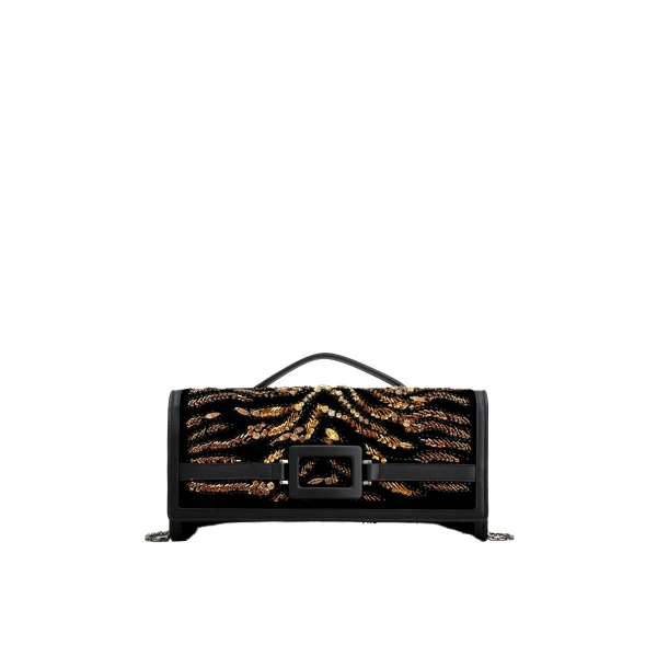Belle Vivier Clutch in Black Velvet