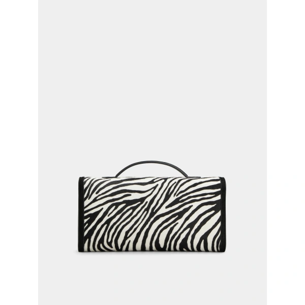 Roger Vivier Belle Vivier Clutch in Black and White Pony Effect Leather, view 5 | Clutch Bags