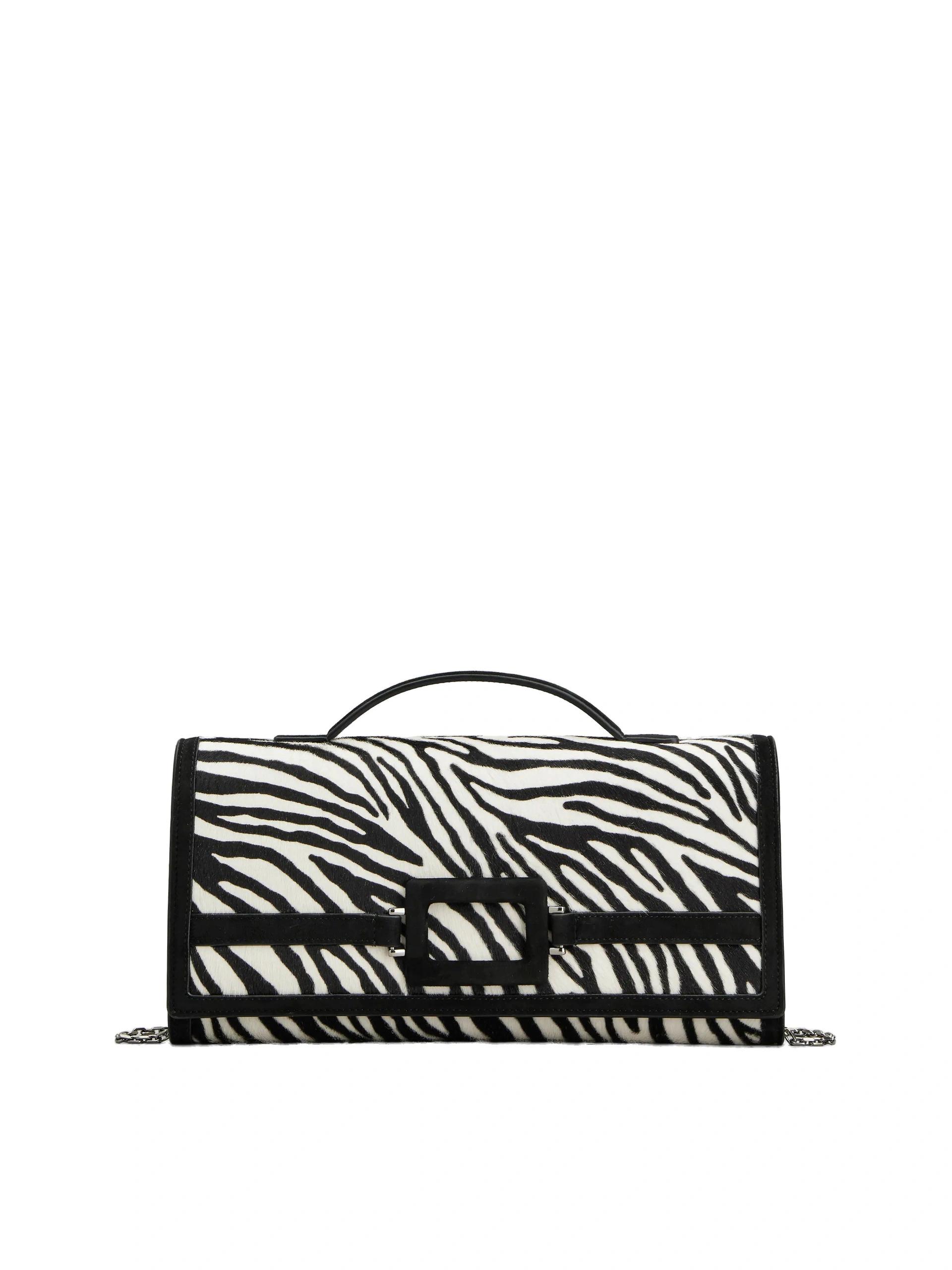 Roger Vivier Belle Vivier Clutch in Black and White Pony Effect Leather Roger Vivier Belle Vivier Clutch in Black and White Pony Effect Leather | Clutch Bags