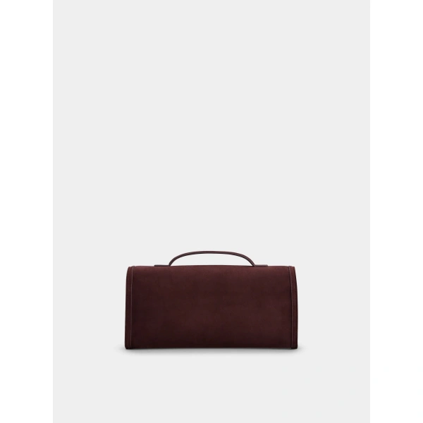 Roger Vivier Belle Vivier Clutch in Burgundy Suede, view 5 | Clutch Bags