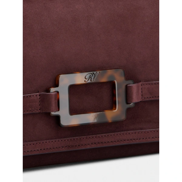 Roger Vivier Belle Vivier Clutch in Burgundy Suede, view 6 | Clutch Bags