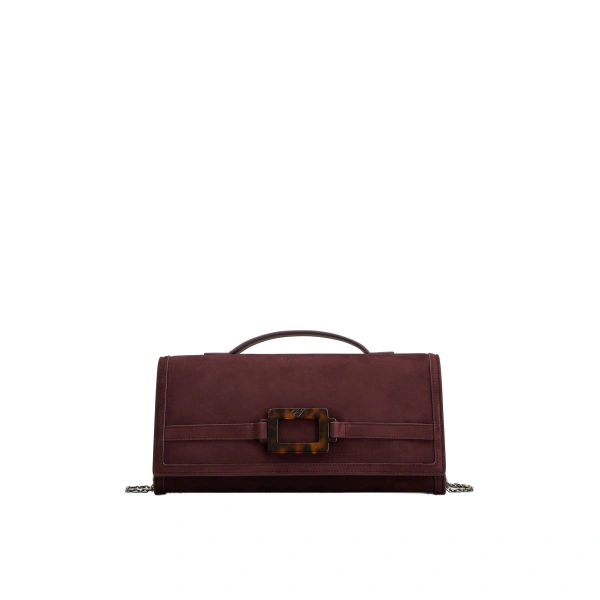 Belle Vivier Clutch in Burgundy Suede