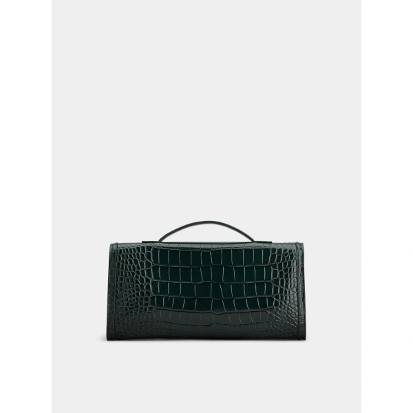 Roger Vivier Belle Vivier Clutch in Green Leather, view 5 | Clutch Bags