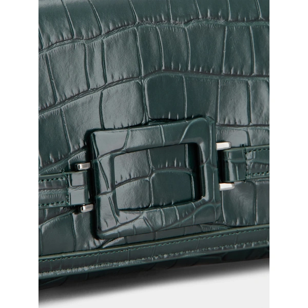 Roger Vivier Belle Vivier Clutch in Green Leather, view 6 | Clutch Bags