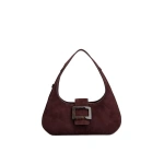 Roger Vivier Belle Vivier Hobo Bag in Burgundy Suede | Hobo Bags