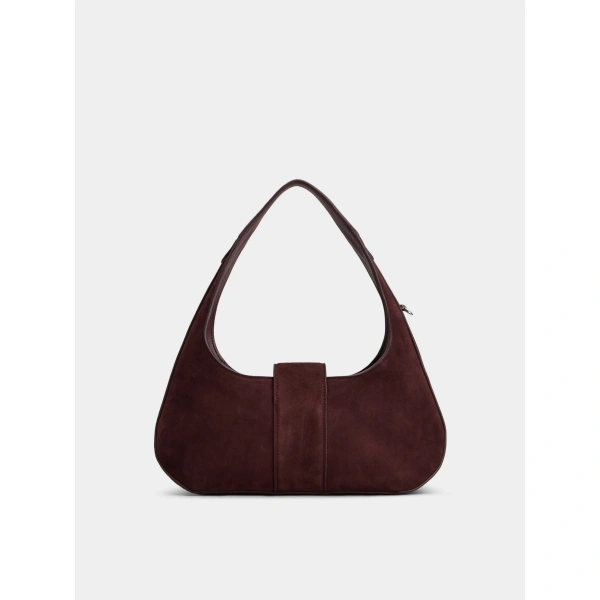 Roger Vivier Belle Vivier Hobo Bag in Burgundy Suede, view 6 | Hobo Bags