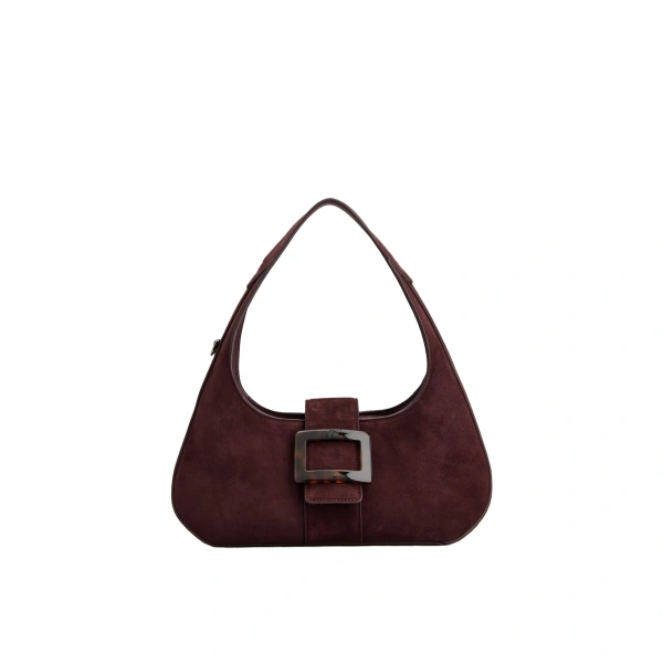 Belle Vivier Hobo Bag in Burgundy Suede