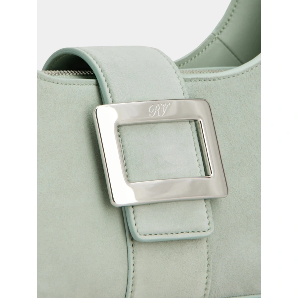 Roger Vivier Belle Vivier Hobo Bag in Green Suede, view 6 | Hobo Bags