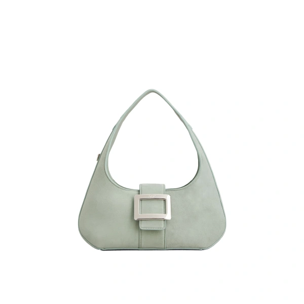 Belle Vivier Hobo Bag in Green Suede