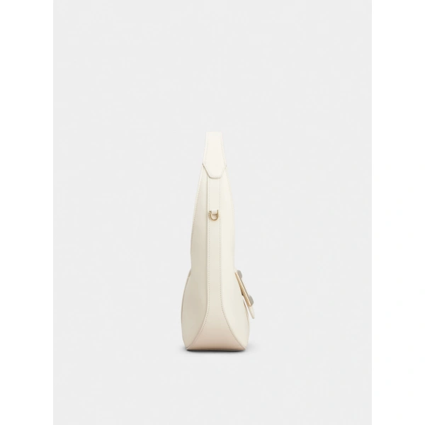 Roger Vivier Belle Vivier Hobo Bag in Off White Leather, view 2 | Hobo Bags