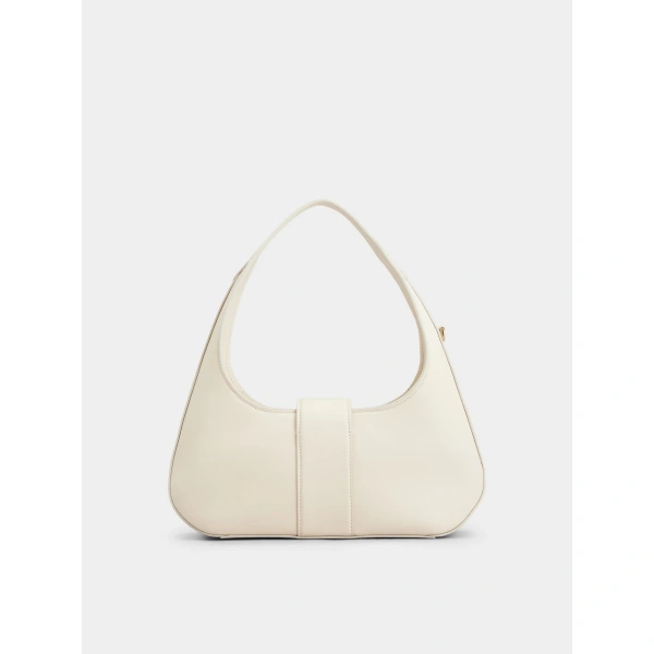 Roger Vivier Belle Vivier Hobo Bag in Off White Leather, view 6 | Hobo Bags