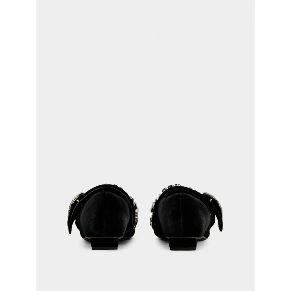 Roger Vivier Belle Vivier Mary Janes in Black Velvet, view 4 | Ballet Flats