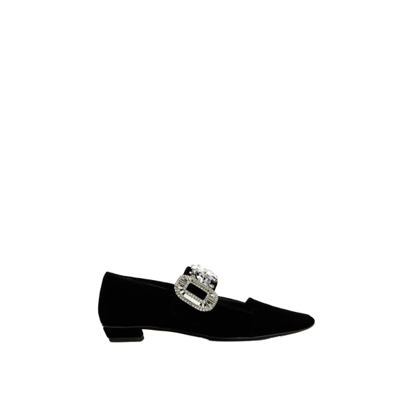 Belle Vivier Mary Janes in Black Velvet