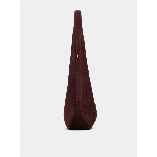 Roger Vivier Belle Vivier Medium Hobo Bag in Burgundy Suede, view 2 | Hobo Bags