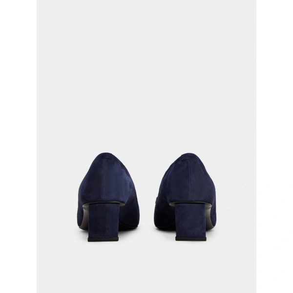 Roger Vivier Belle Vivier Pumps in Navy Blue Suede, view 6 | Kitten Heels