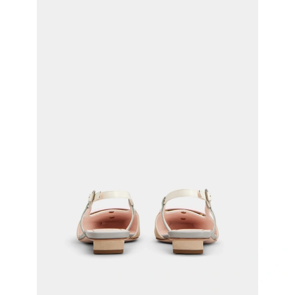 Roger Vivier Belle Vivier Slingback Ballerinas in Beige, Pink and Off White Suede, view 6 | Ballet Flats