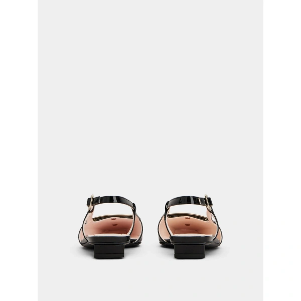 Roger Vivier Belle Vivier Slingback Ballerinas in Black Patent Leather, view 4 | Ballet Flats