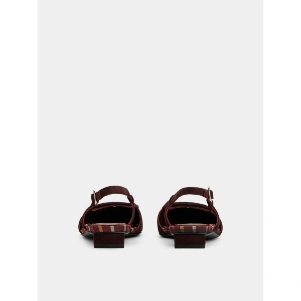 Roger Vivier Belle Vivier Slingback Ballerinas in Burgundy Suede, view 6 | Ballet Flats