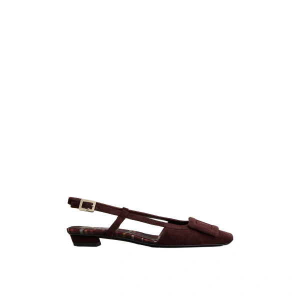 Roger Vivier Belle Vivier Slingback Ballerinas in Burgundy Suede | Ballet Flats