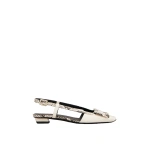 Roger Vivier Belle Vivier Slingback Ballerinas in Off White Leather | Ballet Flats
