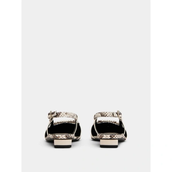 Roger Vivier Belle Vivier Slingback Ballerinas in Off White Leather, view 4 | Ballet Flats