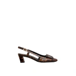 Roger Vivier Belle Vivier Slingback Pumps in Brown Patent Leather | Kitten Heels