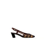 Roger Vivier Belle Vivier Slingback Pumps in Burgundy, Beige and Black Suede | Kitten Heels