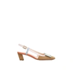 Roger Vivier Belle Vivier Slingback Pumps in Camel, Green and Pink Suede | Kitten Heels