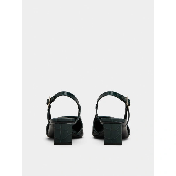 Roger Vivier Belle Vivier Slingback Pumps in Green Suede, view 6 | Kitten Heels