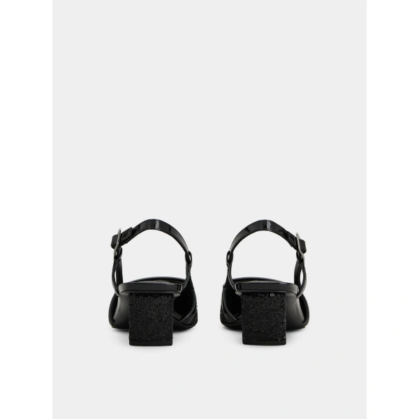 Roger Vivier Belle Vivier Slingback Pumps with Sequins in Black, view 4 | Kitten Heels
