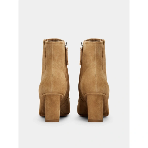 Roger Vivier Belle Vivier Wedge Booties in Beige Suede, view 4 | Ankle Boots