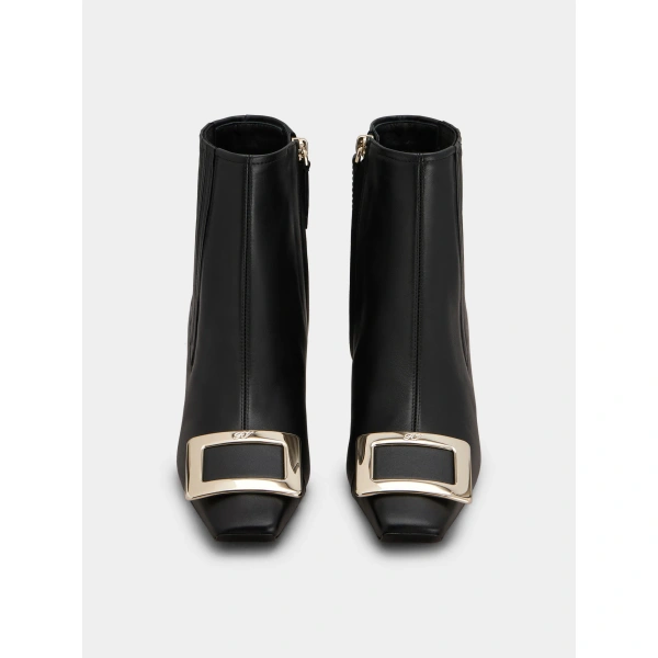 Roger Vivier Belle Vivier Wedge Booties in Black Leather, view 2 | Ankle Boots