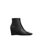 Roger Vivier Belle Vivier Wedge Booties in Black Leather | Ankle Boots