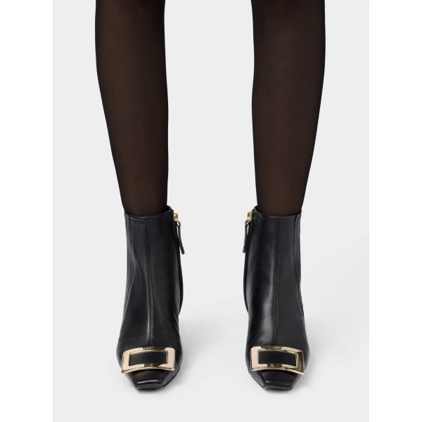 Roger Vivier Belle Vivier Wedge Booties in Black Leather, view 5 | Ankle Boots