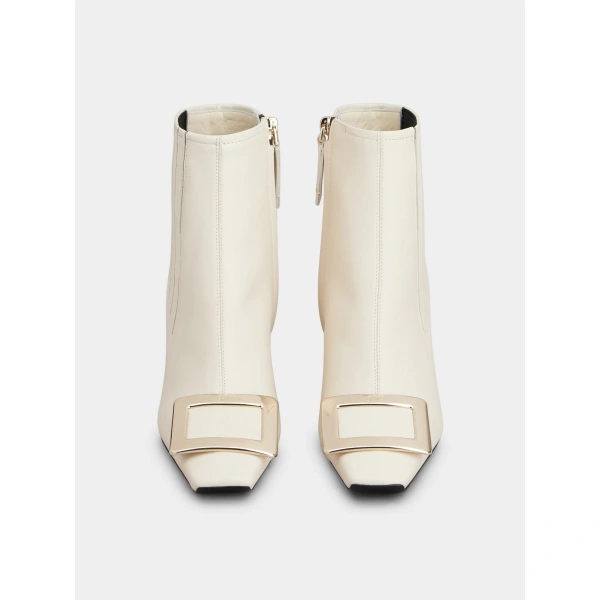 Roger Vivier Belle Vivier Wedge Booties in Off White Leather, view 2 | Ankle Boots