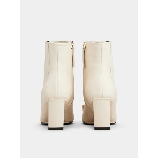 Roger Vivier Belle Vivier Wedge Booties in Off White Leather, view 4 | Ankle Boots