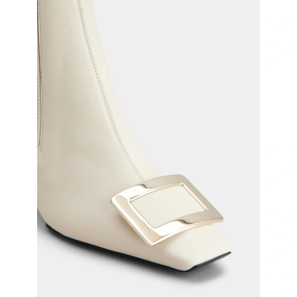 Roger Vivier Belle Vivier Wedge Booties in Off White Leather, view 6 | Ankle Boots