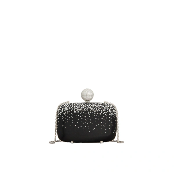Boite de Nuit Clutch in Black Satin
