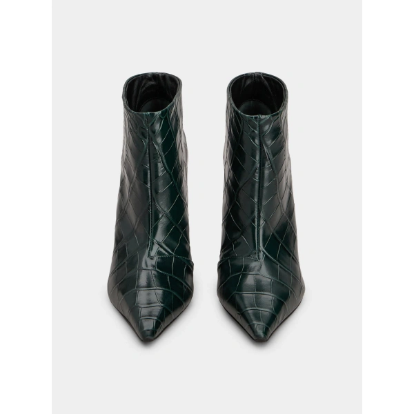 Roger Vivier Choc Booties in Green Leather, view 2 | Ankle Boots