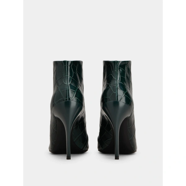 Roger Vivier Choc Booties in Green Leather, view 4 | Ankle Boots