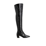 Roger Vivier Choc Cuissard Boots in Black Leather | Knee-High Boots