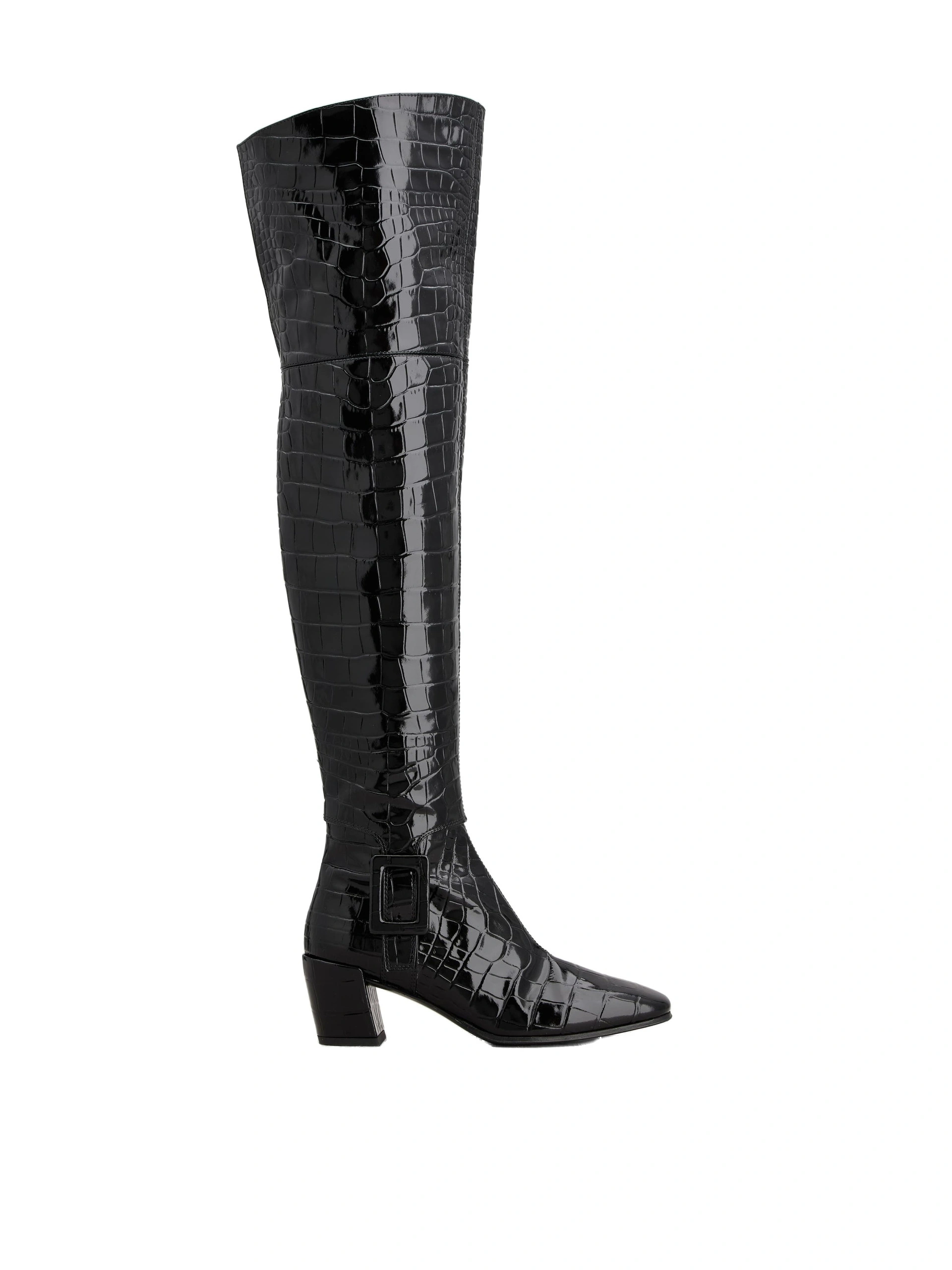 Roger Vivier Choc Cuissard Boots in Black Leather Roger Vivier Choc Cuissard Boots in Black Leather | Knee-High Boots