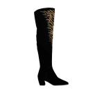 Roger Vivier Choc Cuissard Boots in Black and Gold Velvet | Knee-High Boots