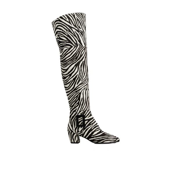 Choc Cuissard Boots in Black and White Leather