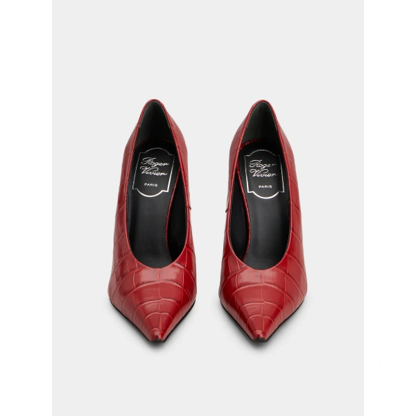 Roger Vivier Choc Pumps in Red Leather, view 2 | Pumps